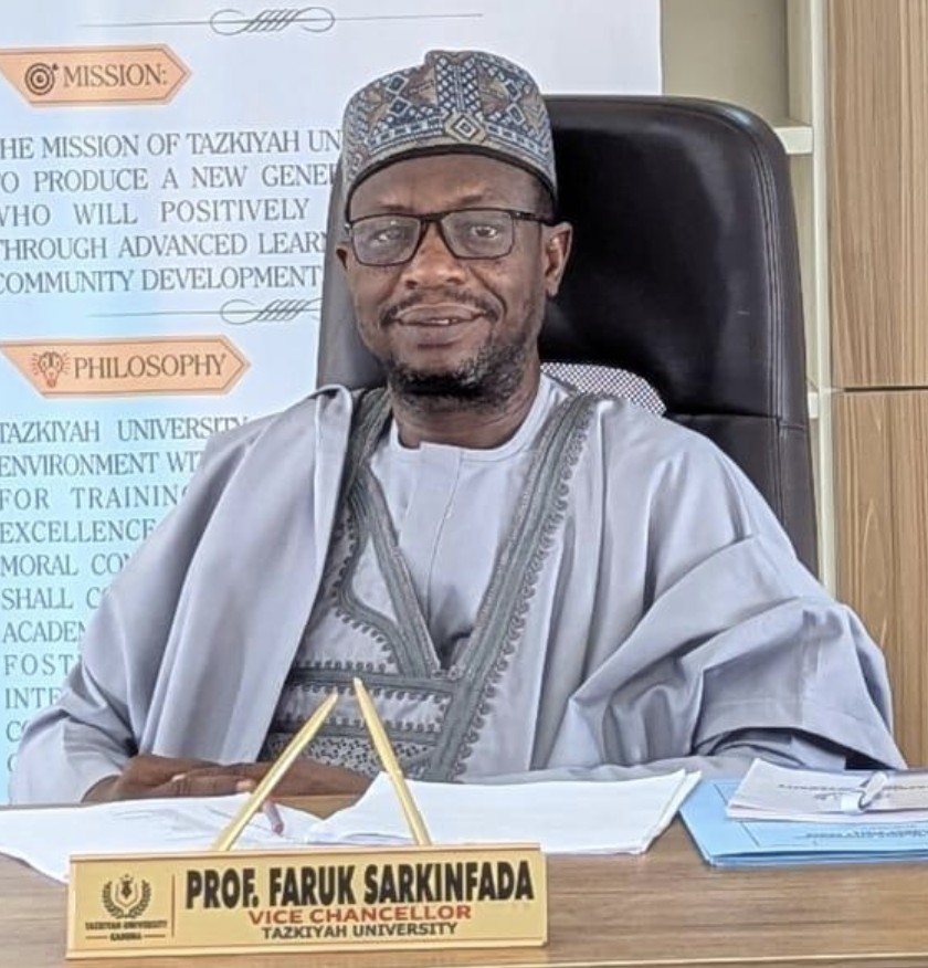 Professor Faruk Sarkinfada, Vice Chancellor of Tazkiyah University Kaduna, at his desk